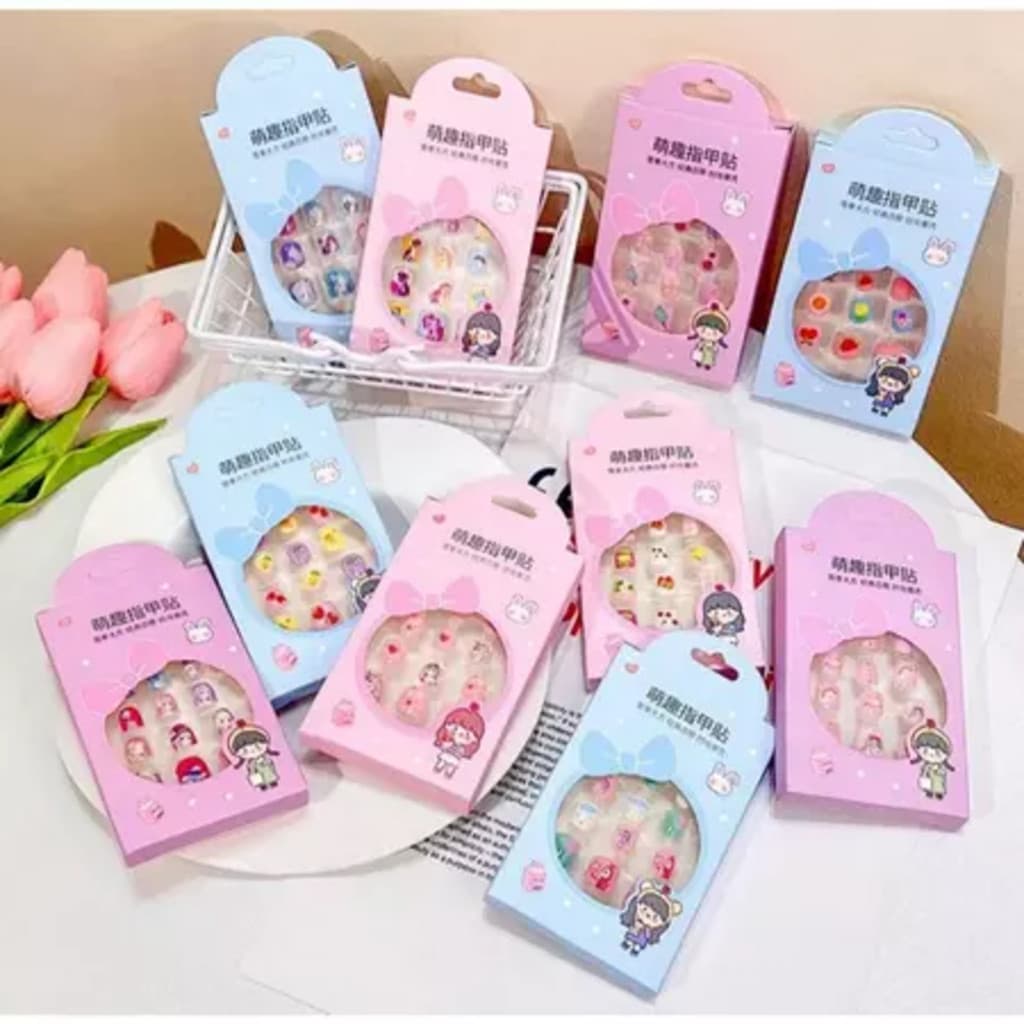 KIT 24 Unhas Postiça Infantil Para Crianças Kids