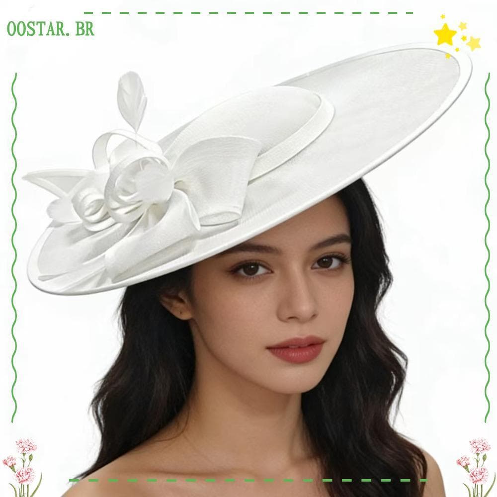 Chapéus Fascinator Femininos OOSTAR , Aba Larga Com Faixa Para Cabeça , Chapéu Festa De Chá Vintage Grande E Elegante De