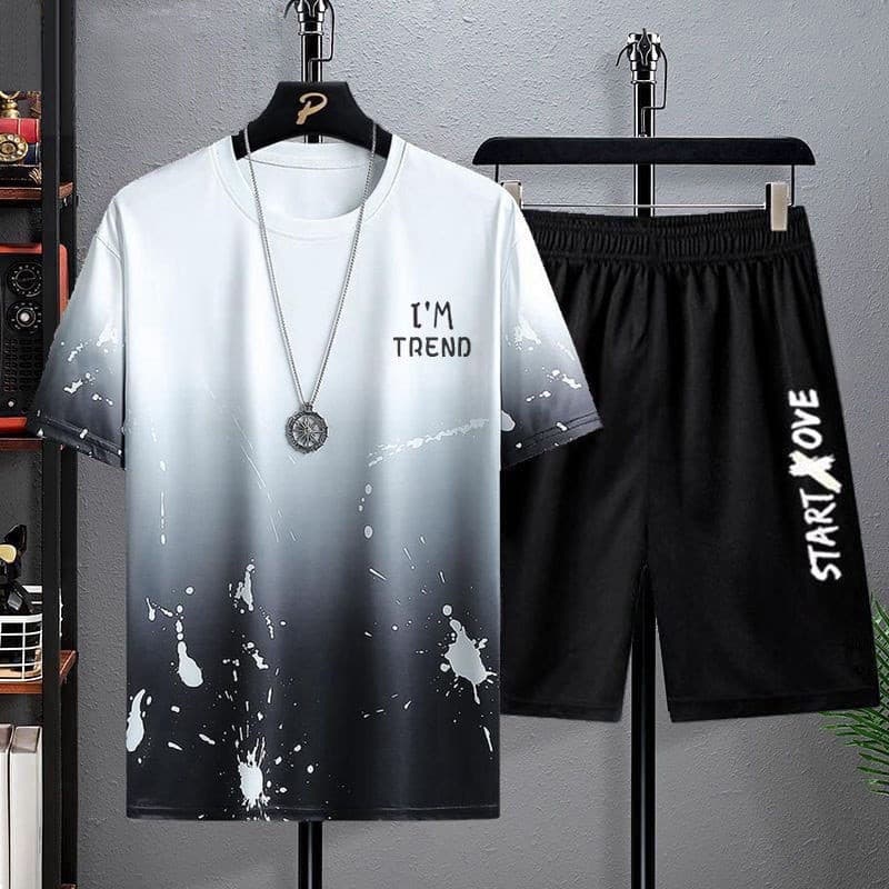 2022 terno de seda gelo masculino verão solto tamanho grande Casual terno esportivo Street Wear linho masculino de manga