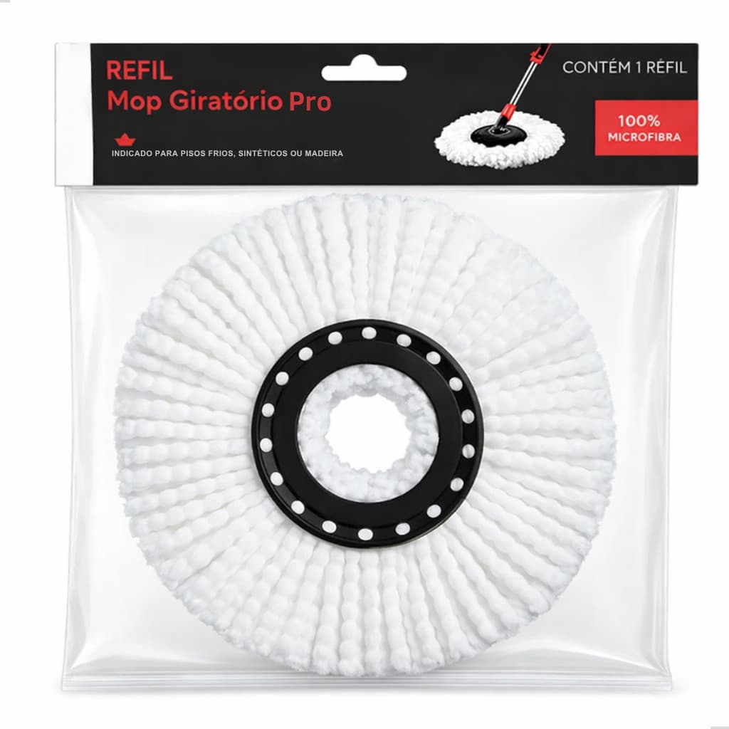 Refil Para Mop Giratório Pro Duo Microfibra Branco Esfregão 360