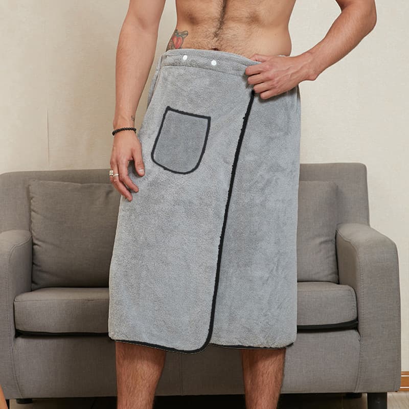 Toalha de banho especial masculina, toalha absorvente de banho doméstica com elástico ajustável, saia de banho grande pa