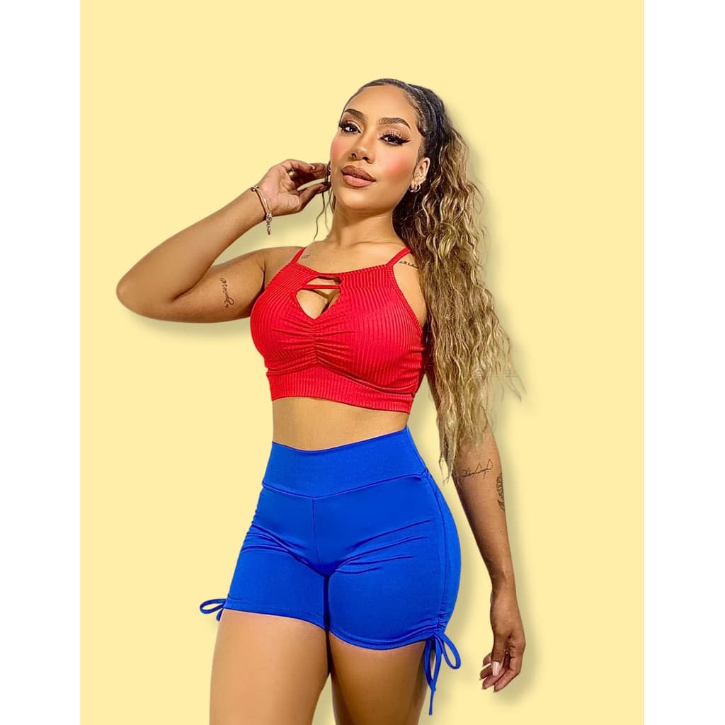 Kit 2 Short Legging Academia Curto Feminino Levanta Bumbum Cintura Alta