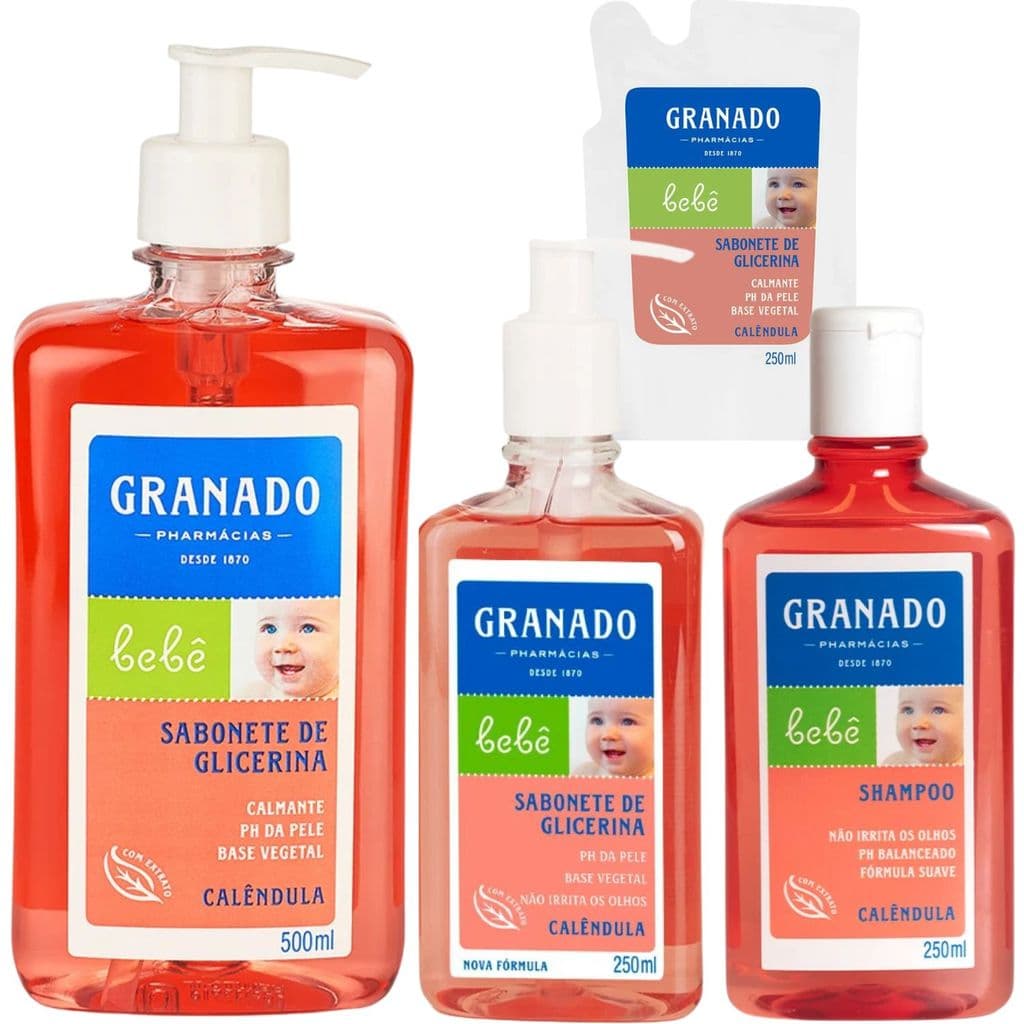 Kit Granado Calêndula Sabonete Glicerina Bebê Shampoo Vegeta