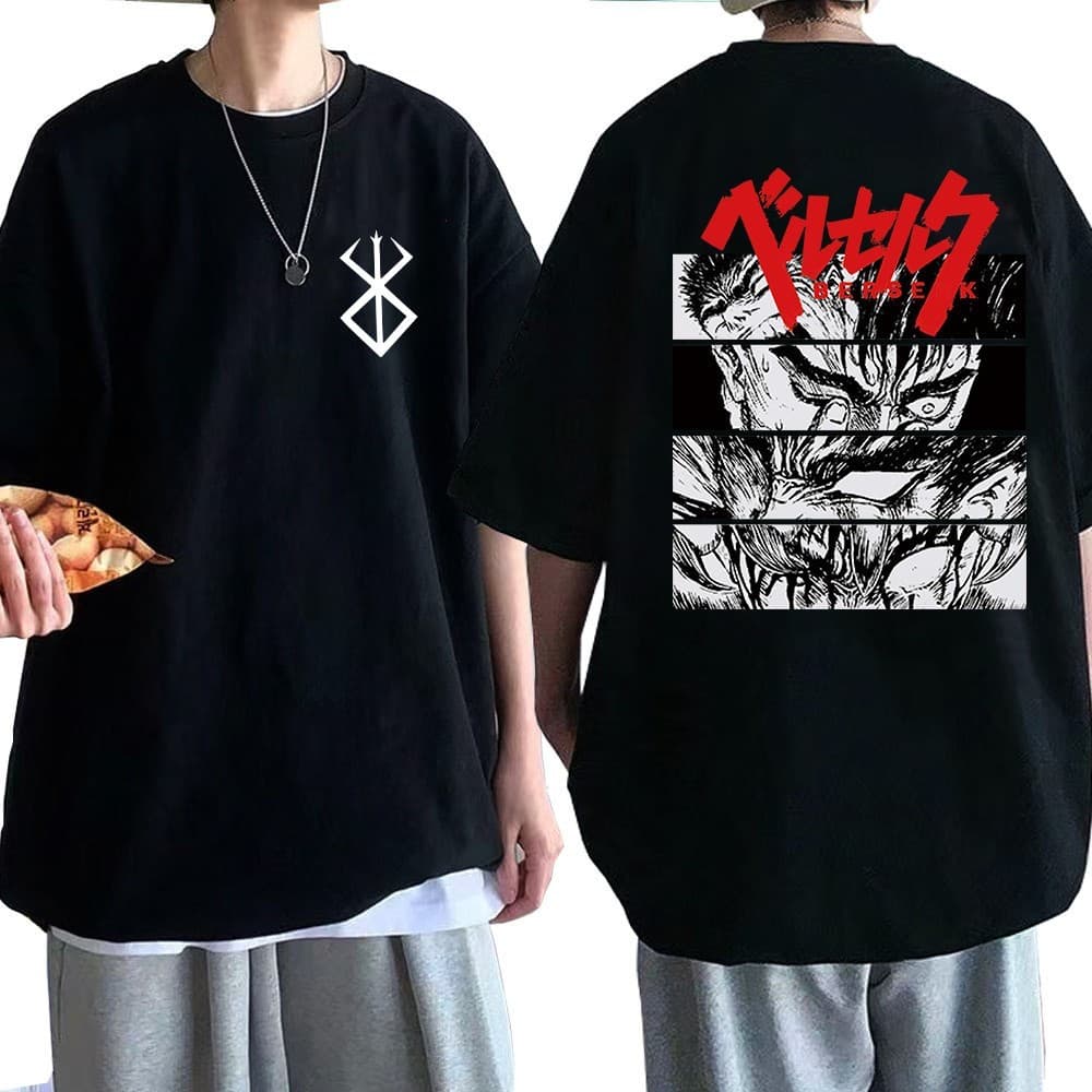 Camiseta Anime  Estampada Camisa Mangá Berserk Marca Da Maldição Unissex Treino Academia Estampada Slim Várias Cores