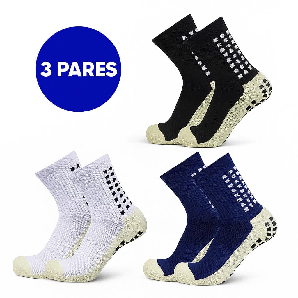 Kit 1/3 Meias Esportivas Antiderrapantes Cano Médio Para Treinos Academia e Dia a Dia