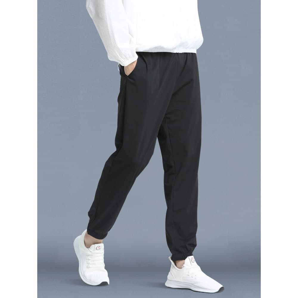 Calças esportivas masculinas outono inverno estilo de secagem rápida Casual solto respirável malha reta tamanho grande c