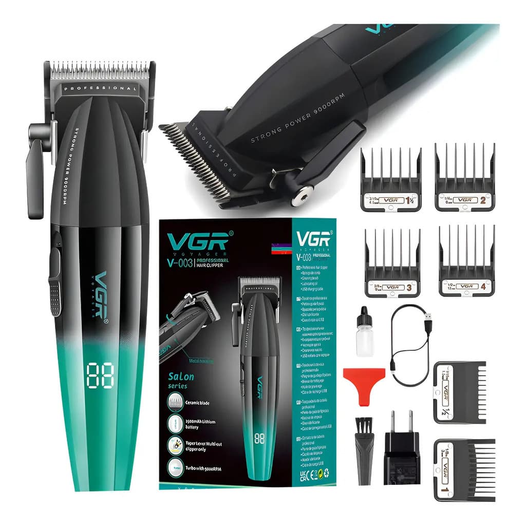 Máquina De Cortar Cabelo Vgr V-003 Motor Turbo 9.000 Rpm Cor Verde 127/220v