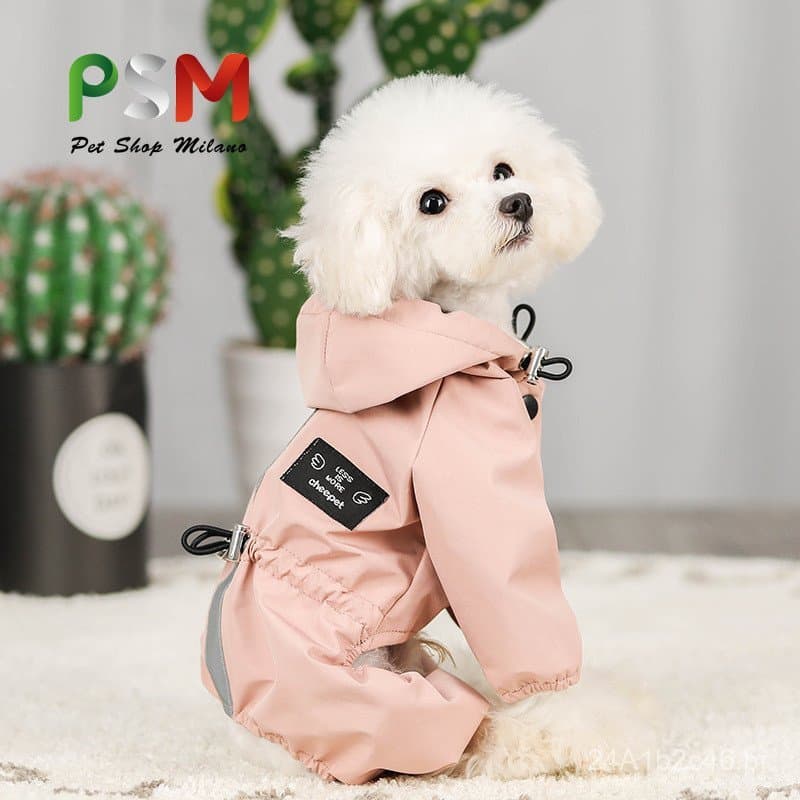 Roupa para Cães PSM, Impermeável, Respirável e Refletiva, Capa de Chuva de Quatro Pernas para Cães, Suprimentos para Gat