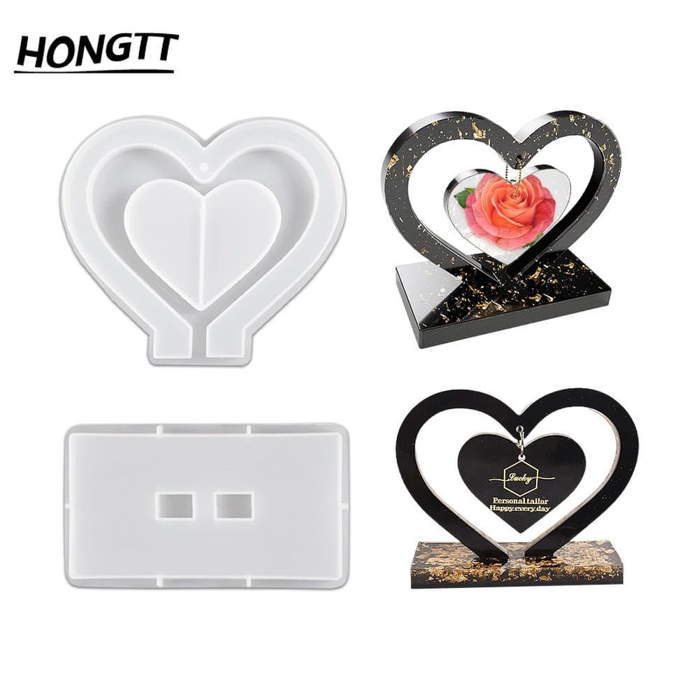 Molde De Resina Epóxi De Cristal De Bricolagem Silicone Com Foto De Amor