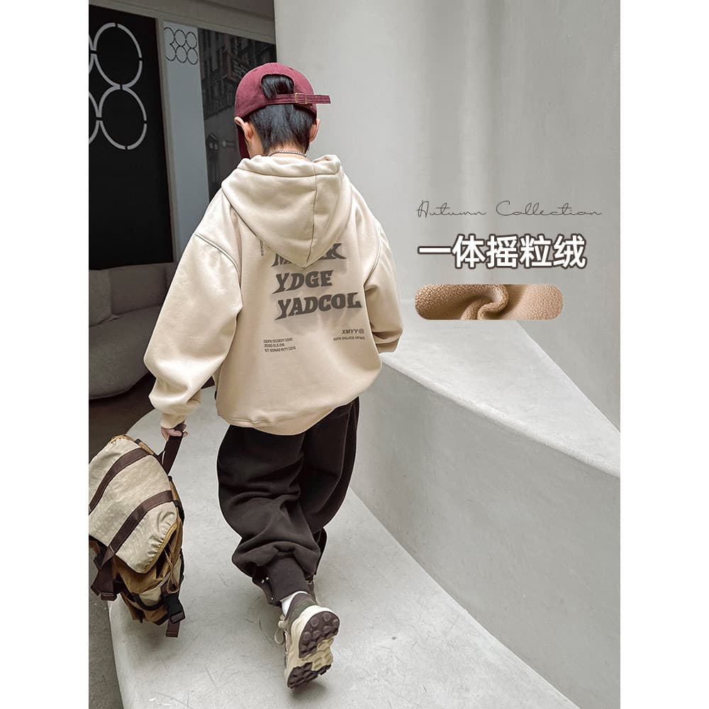 Panda Yuanyuan roupas infantis meninos outono inverno estilo forro de lã engrossado moletom com capuz grandes crianças d