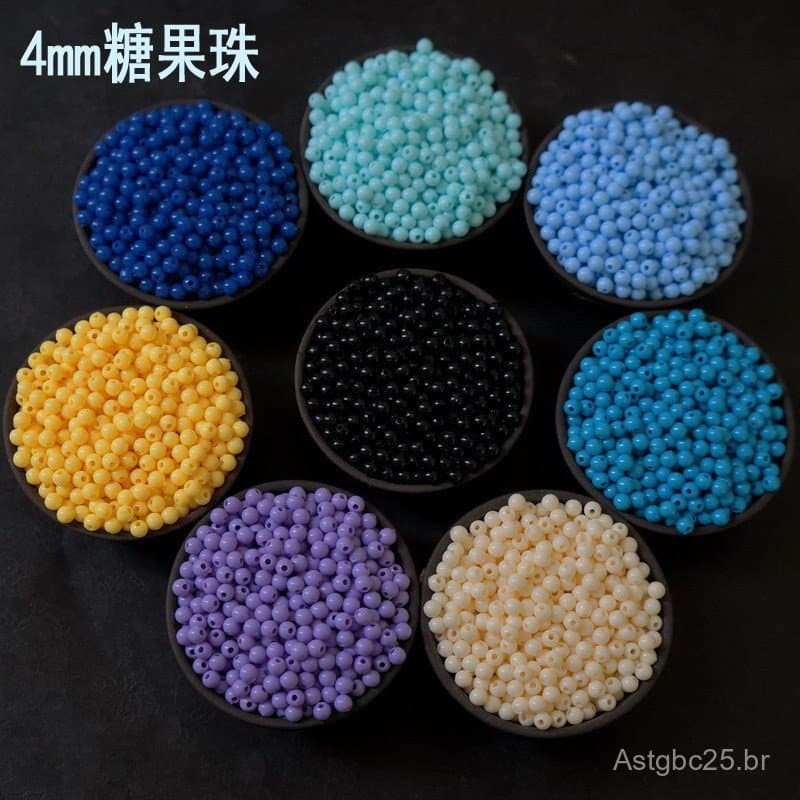 Contas redondas de acrílico de cor sólida de 4mm, contas coloridas para pulseiras, material para tecelagem, acessórios d