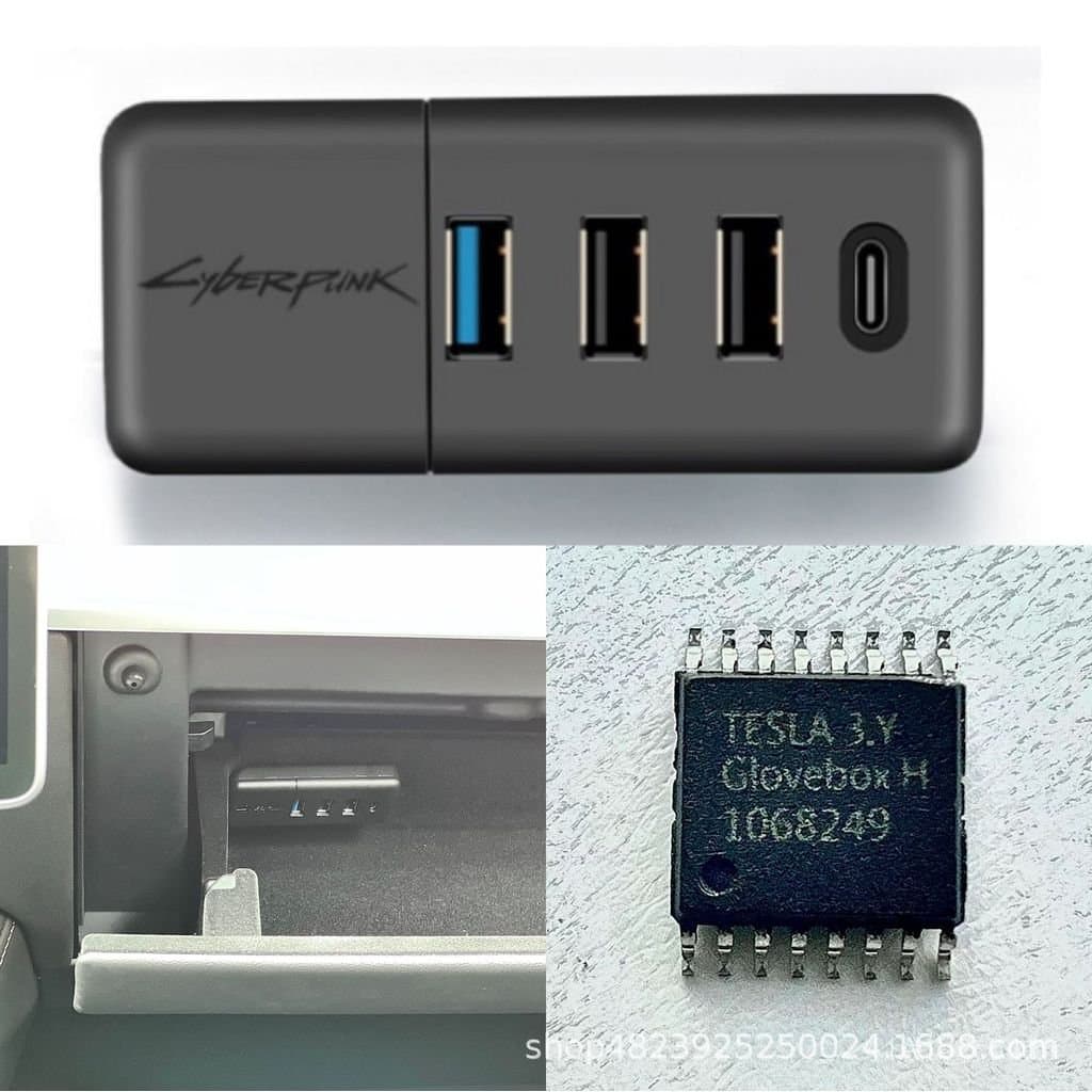 Adequado para acessórios de expansão de porta USB e centro de dados para a caixa de apoio de braço do Tesla Model 3/Y.