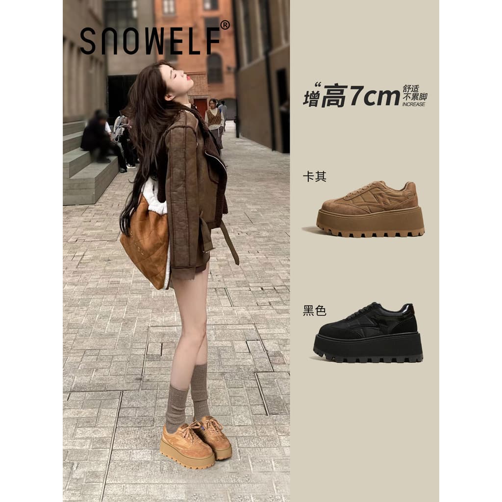 Bens europeus 2026 primavera novo estilo plataforma plataforma sapatos femininos mais veludo pequenos esportes tênis cas