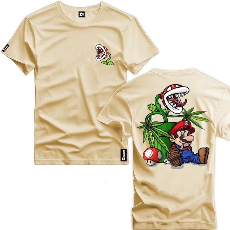 Camiseta Logo Mario Bros Paródia Mario Cultura Urbana Urban Style Premium Masculina