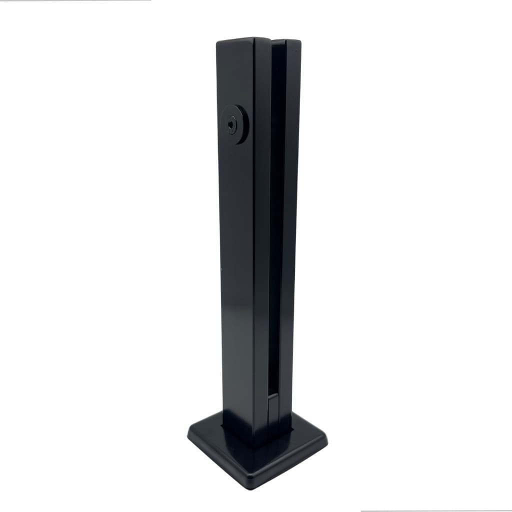 Torre Inox Kimoji 30cm 1 Furo Guarda Corpo Preto Vidro Segurança Sacada Escada