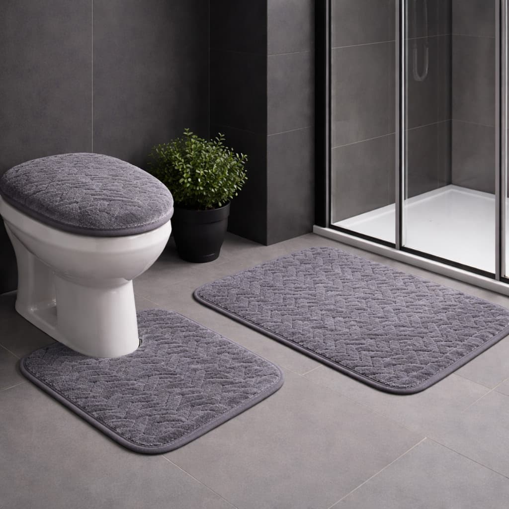 Kit Tapete Jogo de Banheiro 3 Peças Antiderrapante Super Macio Absorvente Lavável Decorativo Luxo