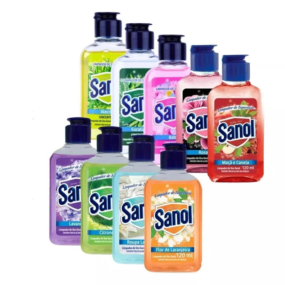 Limpador Concentrado Sanol 120ml – Super Econômico, Rende Muito! Escolha sua Fragrância