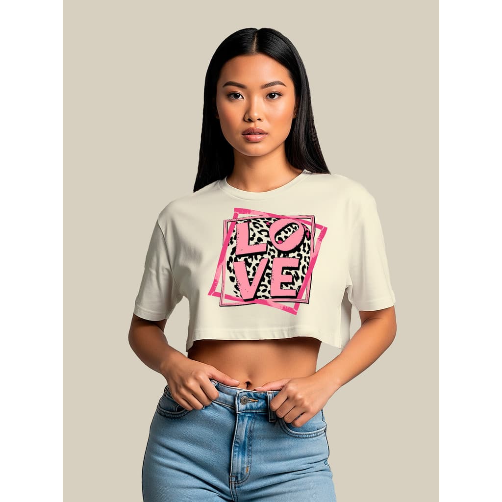 Cropped Boxy Amplo Hype 100% Algodão Moda Feminina Peça Love cropped largo oversized Academia Feminino
