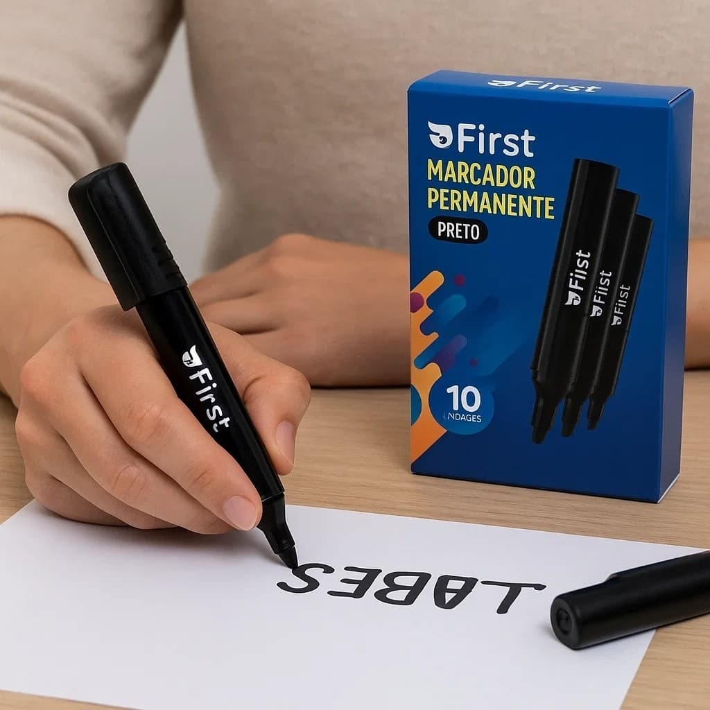 Kit 10 Marcador Canete Escrever Quadro Desenho Lousa Papel Anotações Preta Rabisco Tinta