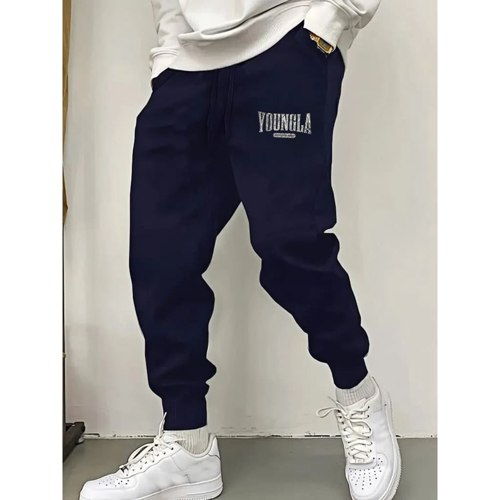 Calça Moletom Youngla Masculina Jogger Streetwear Casual Estampada Confortável 100% Algodão Urbana