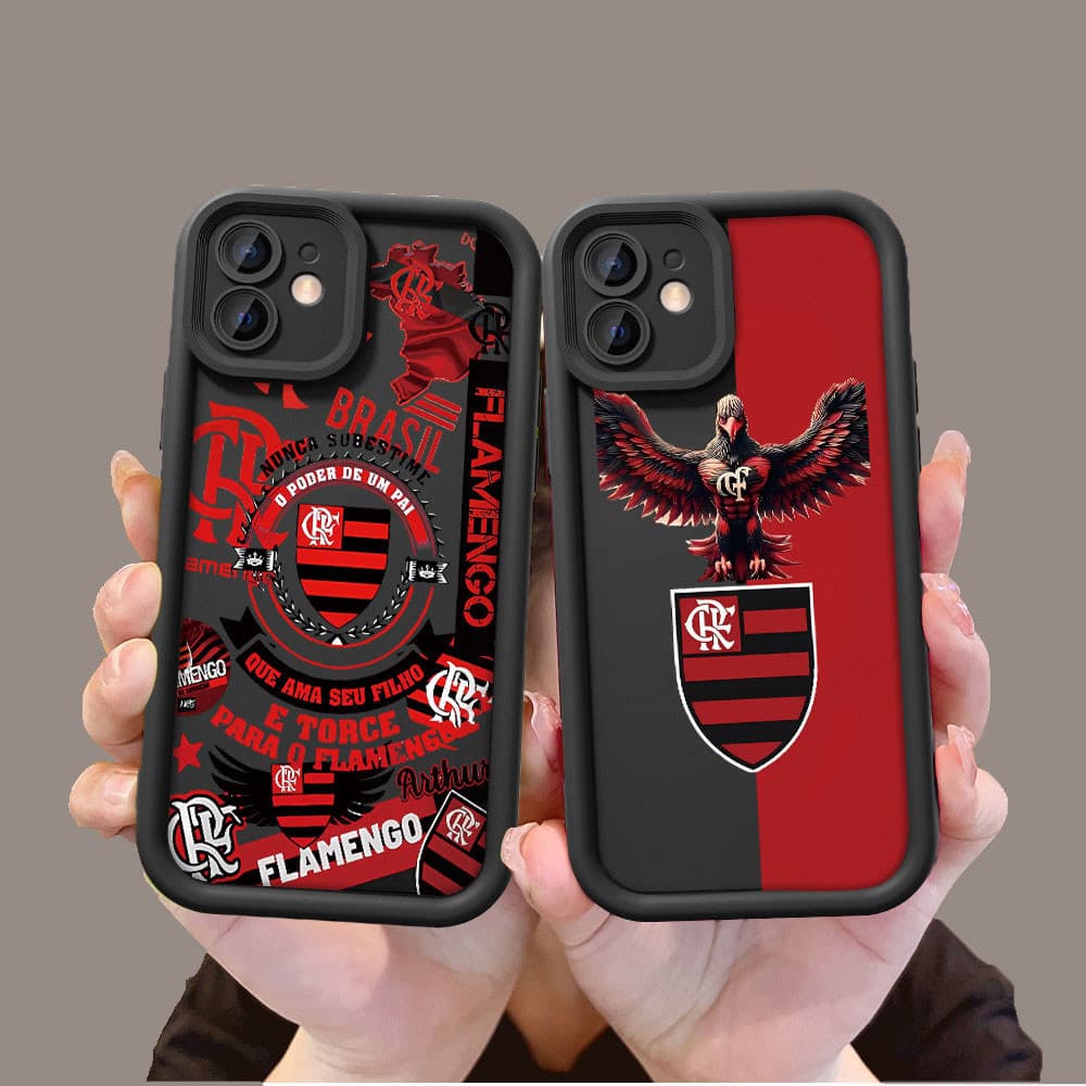 Capa Flamengo Vermelho e Preto Anti-Choque Para Samsung A14 A15 A54 A55 A05S A16 A07 A17 S22 S23 S24 S25 FE Ultra