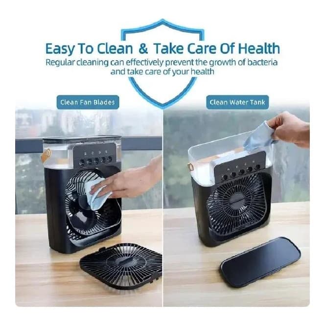 Mini Ventilador Umidificador Climatizador Portátil Entrada USB Bivolt Pratico Portatil Cor Preto