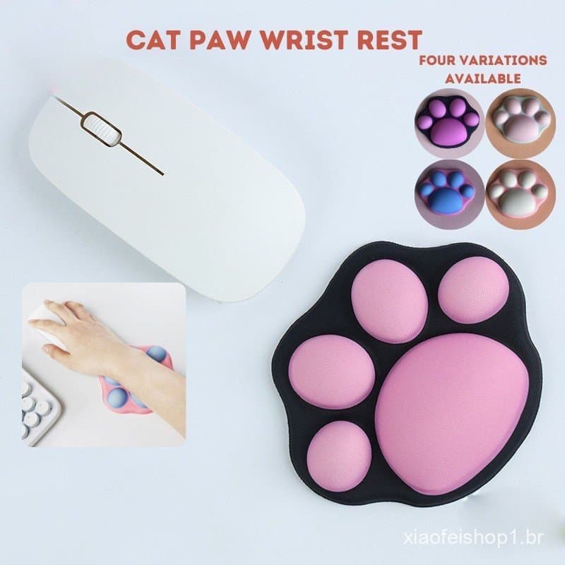 Descanso De Pulso De Gato Fofo Mouse Pad Antideslizante Esponja Mat Rosa 3D Suporte Ergonômico Apoio De Braço Para Traba