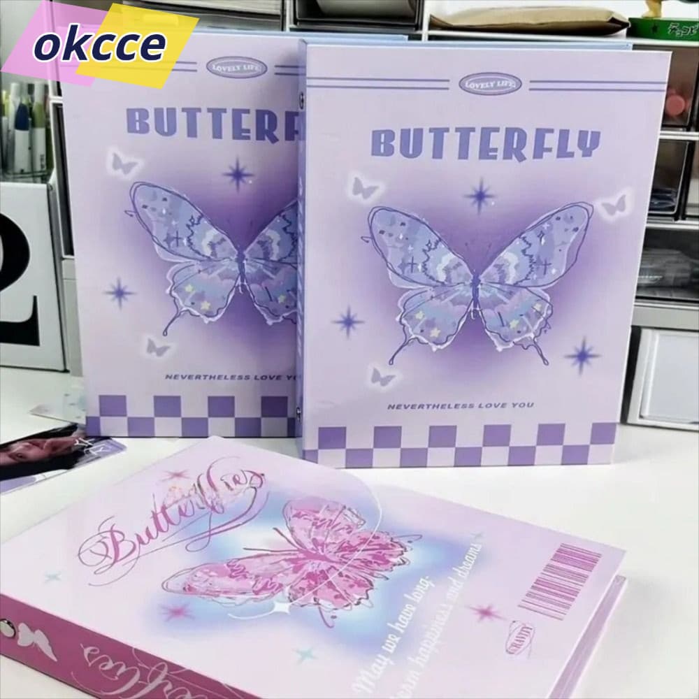 Álbum De Fotos OKCCE Binder , Suporte Para Cartão Fotográfico Butterfly A5 Kpop Idol , Coleta De Página Interna De Folha