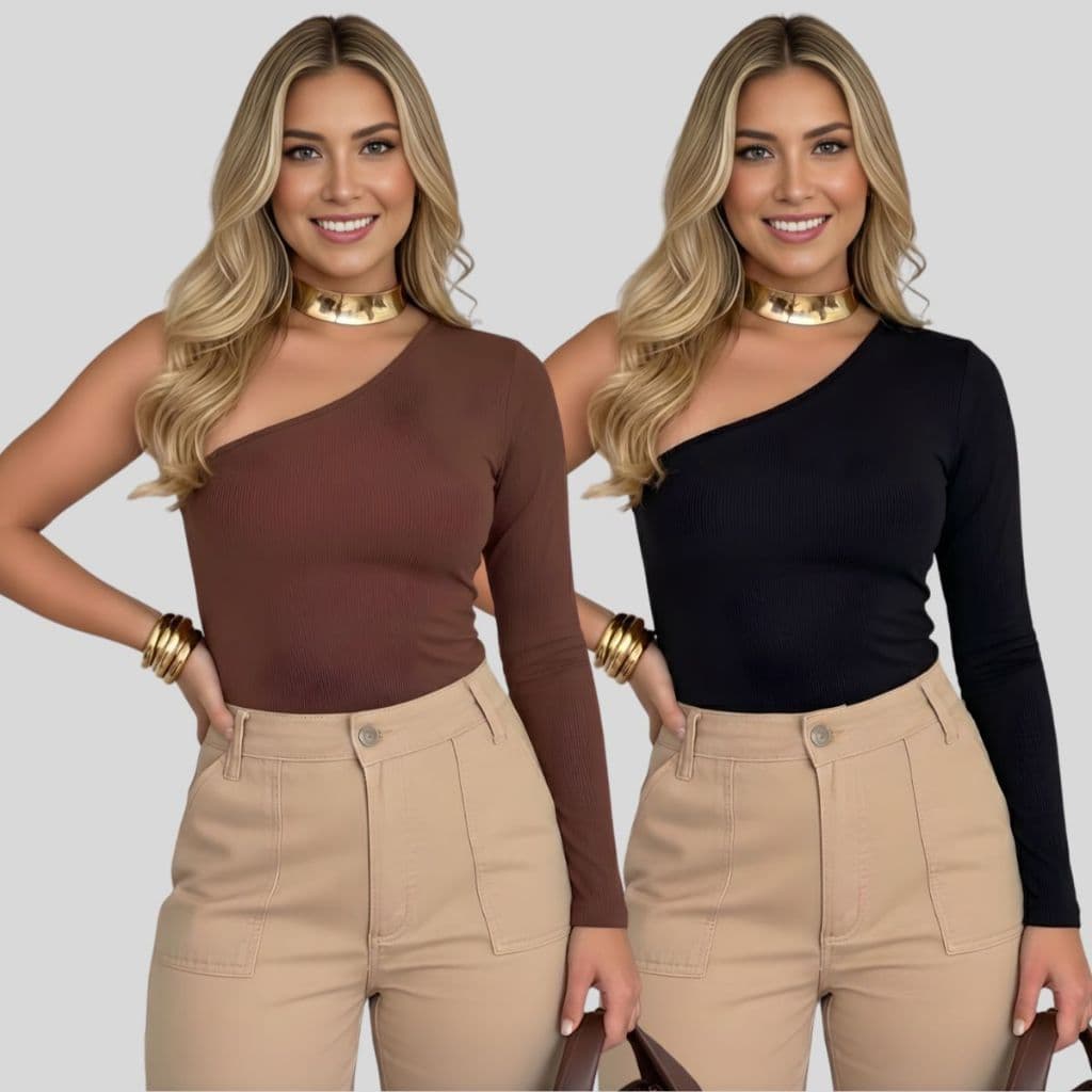 Kit 2 OU 1 Unidade Blusa Feminina Mula Manca Manga Longa – Suplex com Forro, Moda Feminina Estilosa