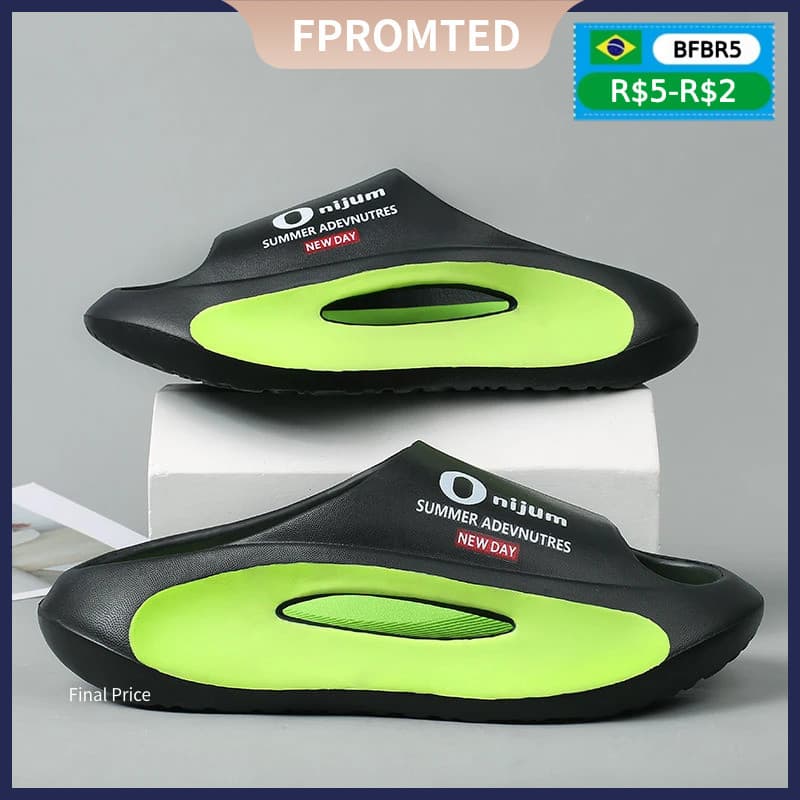Moda Masculina Chinelos Ao Ar Livre Sandálias Interiores Praia Sola Macia Confortável Slides Sapatos Casuais Masculinos