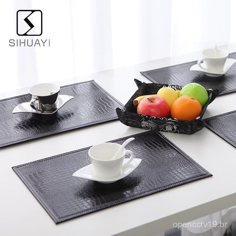 Sousplat de mesa de jantar ocidental de luxo leve estilo americano, à prova d'água, à prova de óleo, isolante térmico, p