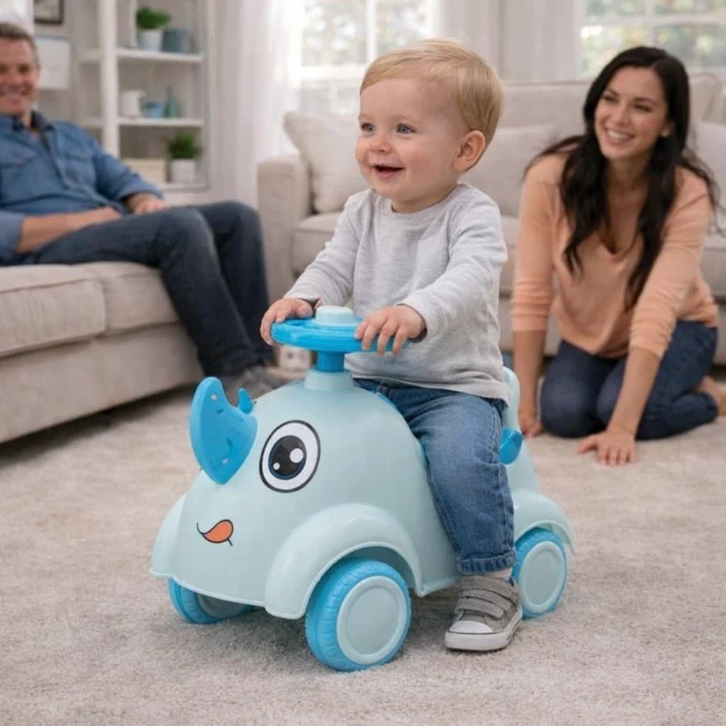 Andador Infantil Rinoceronte Azul Motinha Brinquedo Criança
