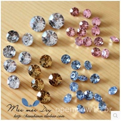 Acessórios de joalheria DIY, materiais para acessórios de cabelo feitos à mão, strass acrílicos de 6, 8 e 10 mm com base