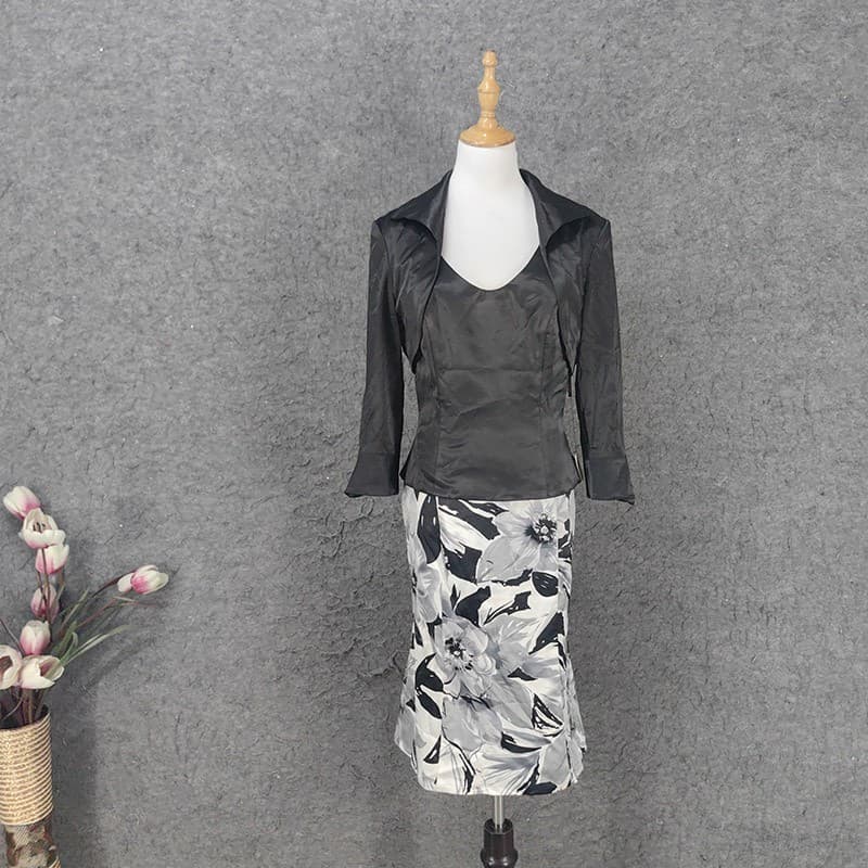 Vestido clássico Casual terno de três peças OL profissional wear curto simples diário mais magro olhar mãe usar vestido
