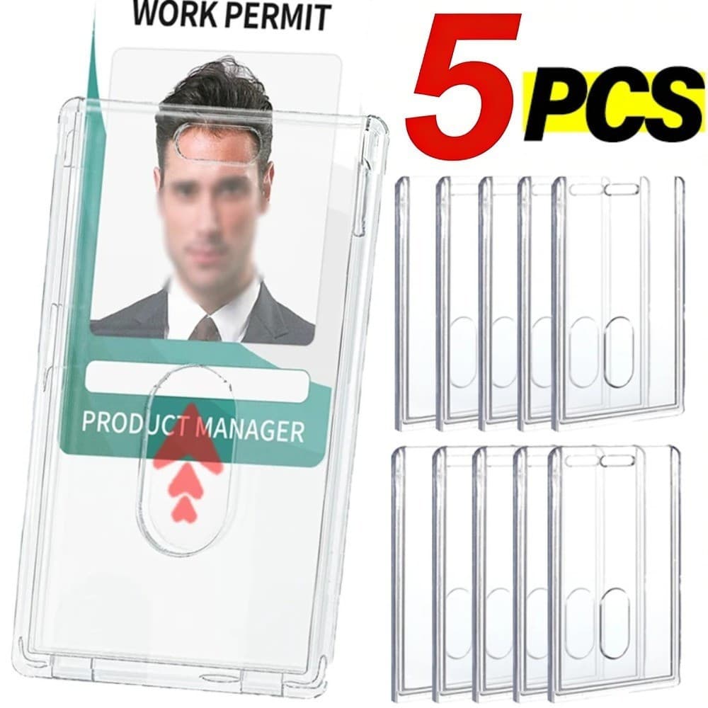 Porta-Cartões Vertical Transparente à Prova d'Água em Acrílico, Clipe Multiuso para Cartões de Identificação para Escrit