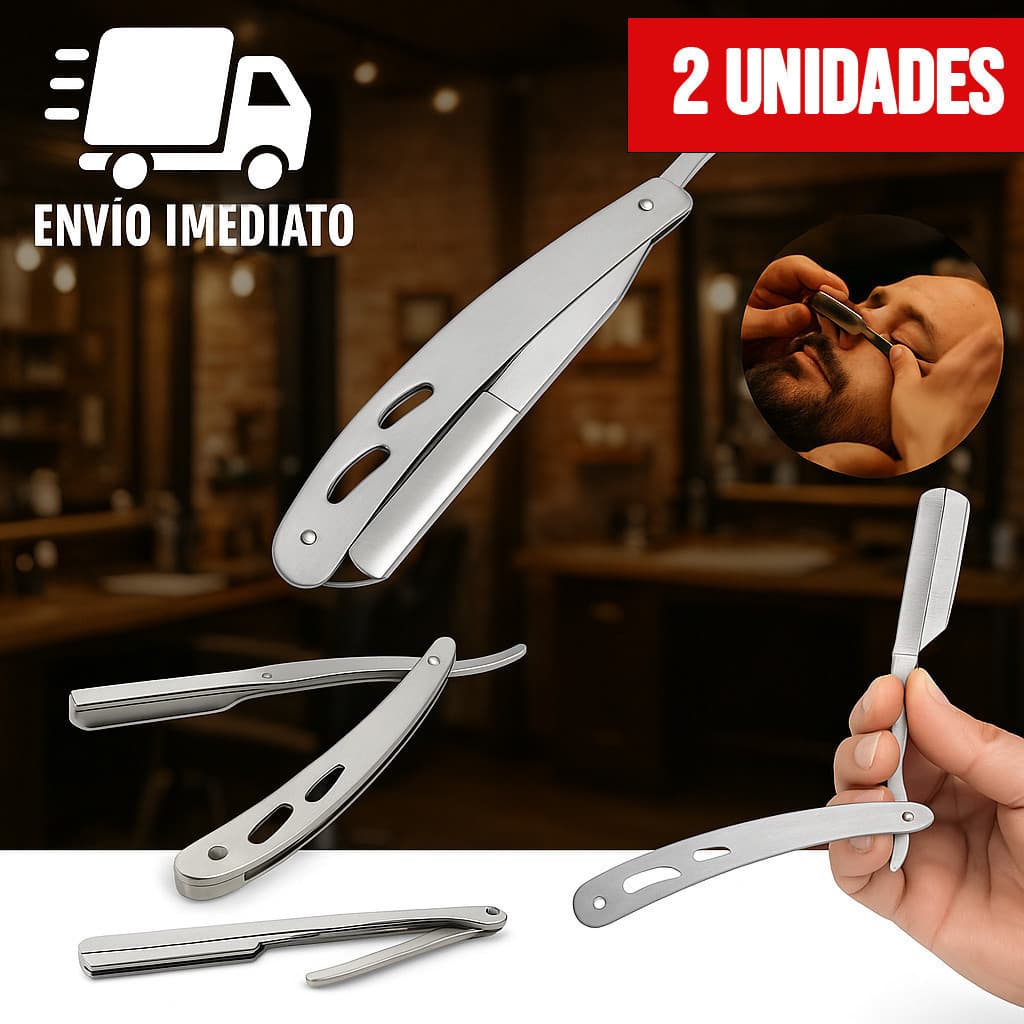 Kit 2 Navalha de Barbear Profissional Aço Inox Navalhete de Acabamento Sobrancelha e Barba Barbeiro