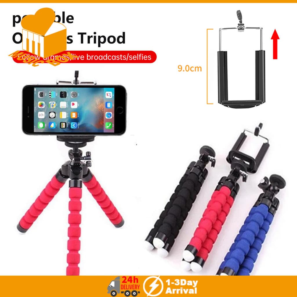 Tripé Para Telefone Móvel Câmera Titular Clipe Esportiva Monopé Suporte Polvo Flexível