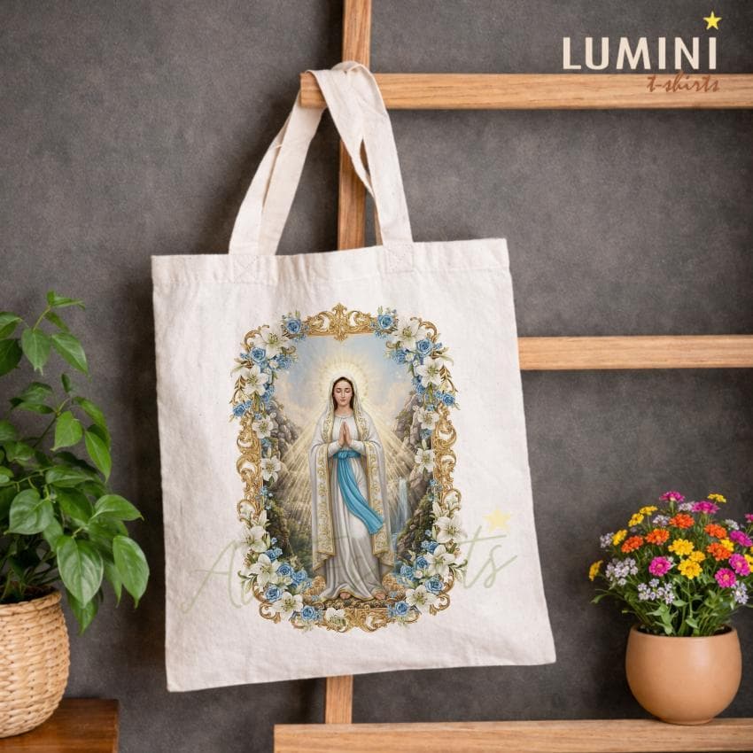Bolsa ECOBAG sacola Nsa Senhora de LOURDES Unissex ecobag Católica Cristã Casual Verão igreja cristã artigos religiosos
