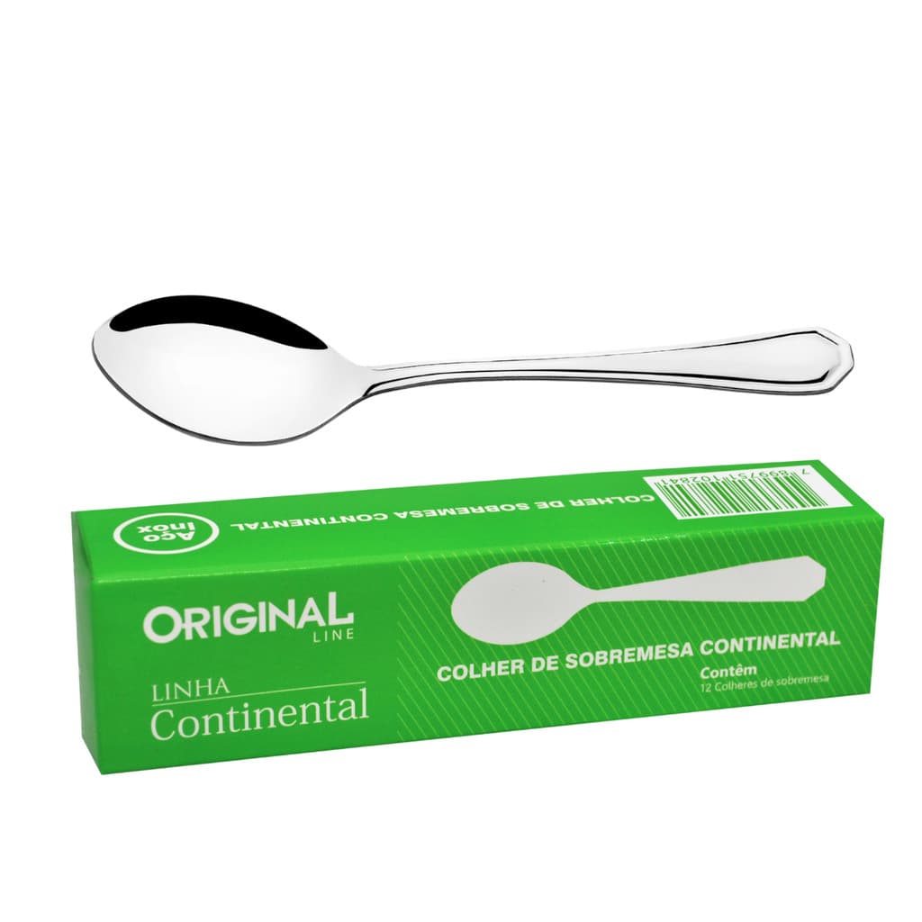 Kit Colher Aço Inox Sobremesa 12 Peças Jogo Talheres Buffet