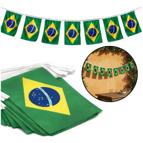 Varal Bandeirinha Copa 6m Decoração 20 Bandeiras Brasil Verde/amarelo Bandeira Do Brasil