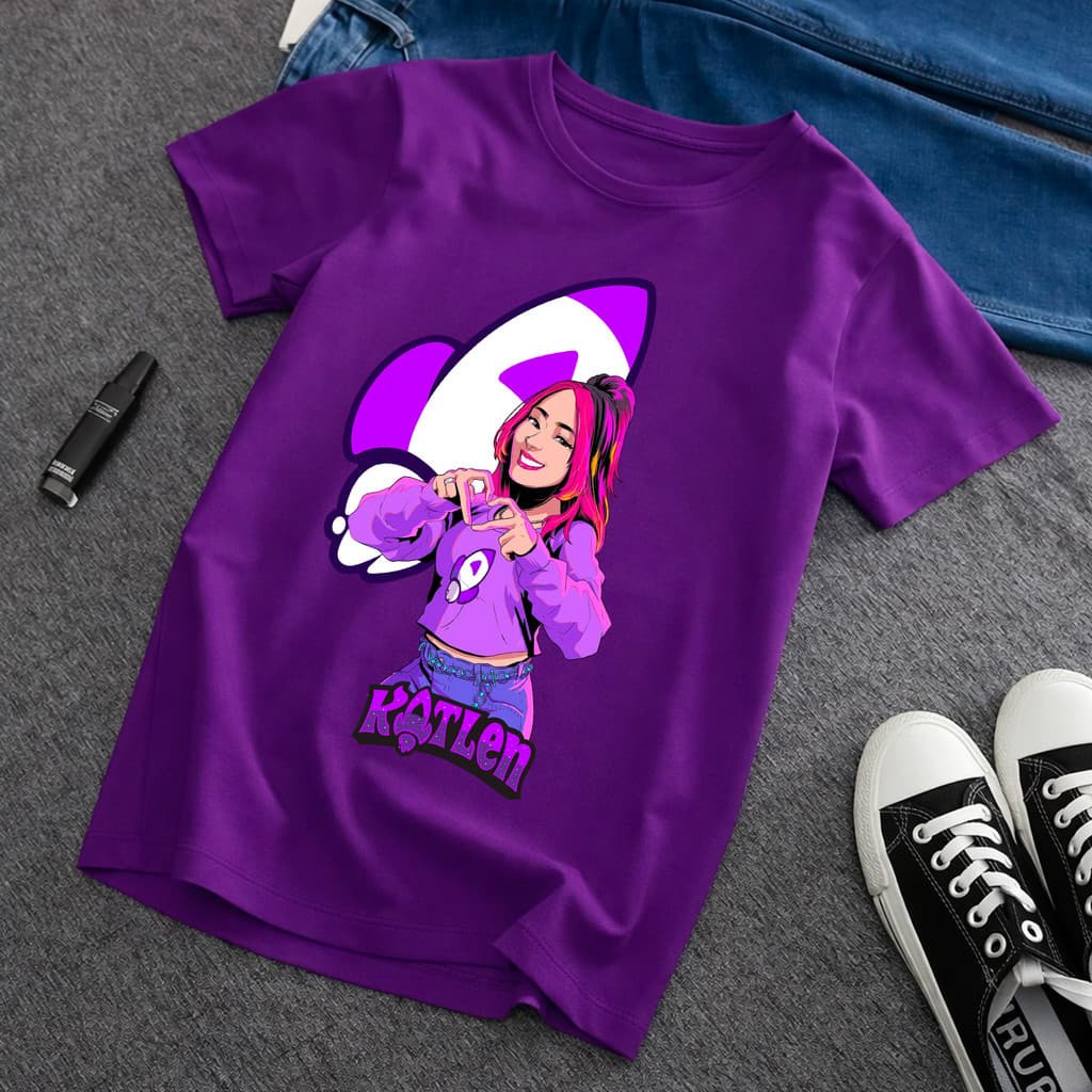 Camiseta Blusa Infantil Ketlen Emilly Vick Robson Leozin Void T-Shirt Youtubers em Alta Trends Novo Lançamento Roxa