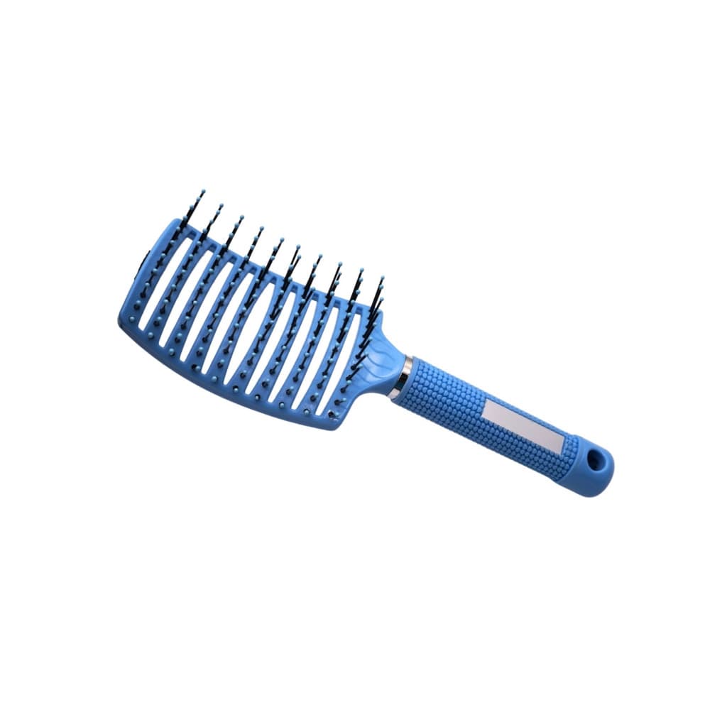 Escova Azul Raquete Modeladora Vazada Profissional de Cabelo Com Cabo Siliconado Escovação