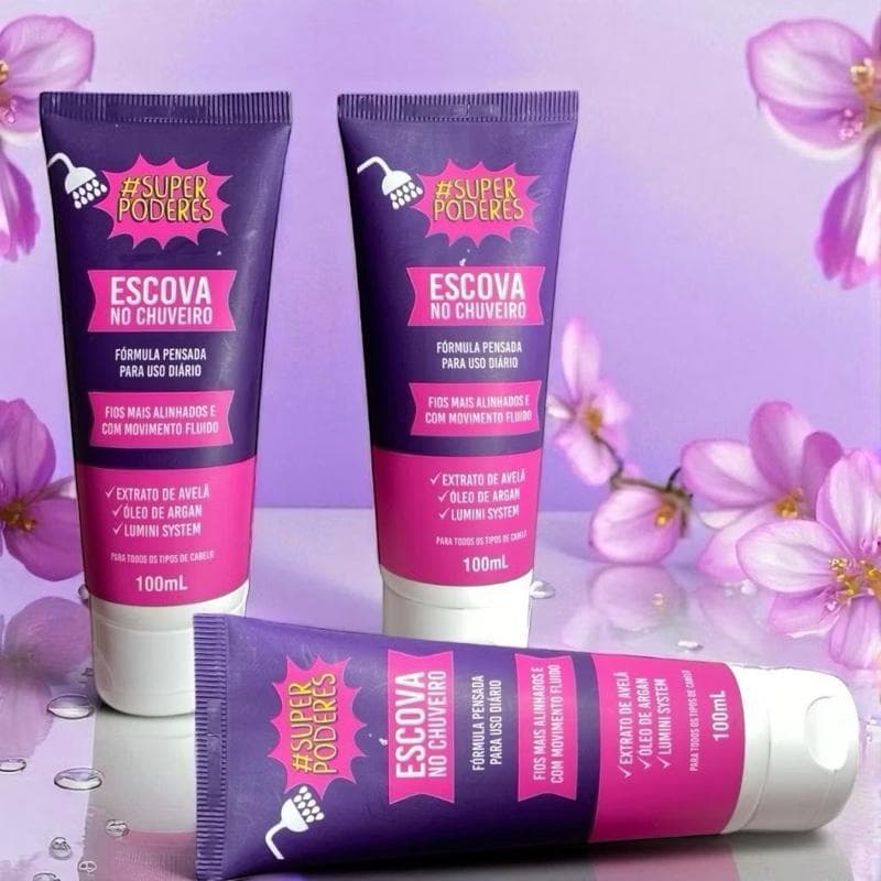 ￼Escova no Chuveiro Super Poderes 100ml –Sem Formol, Liso Imediato, Antifriz –Progressiva de Chuveiro 100Mll