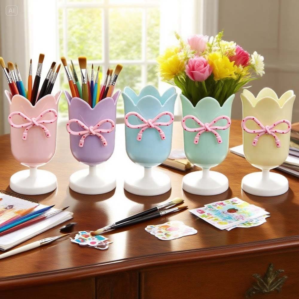 Porta-Canetas De Tulipa Fofo , Organizador De Caneta De Mesa Multifuncional Para Meninas E Estudantes , Decoração Criati