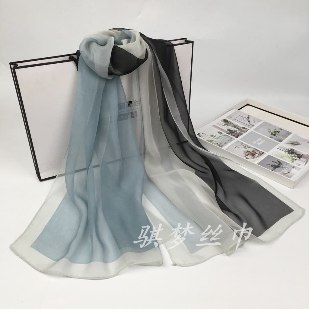 Multifuncional versão coreana Georgette senhoras lenço de seda verão protetor solar cachecol moda xale ar condicionado c