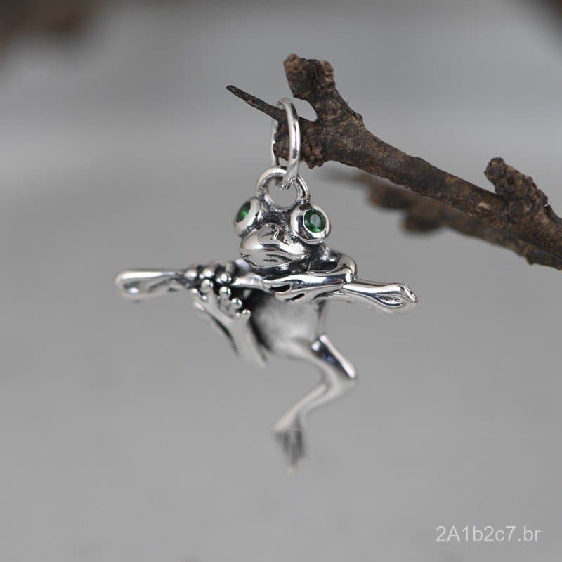 Colar de Prata S925 Golden Deer King com Pingente de Sapo Artesanal Vintage Artístico, Acessório de Moda Feminina para C