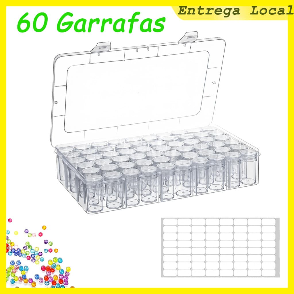 Kit de caixa organizadora de contas com 60 grades, caixa organizadora de contas transparentes, para diamantes