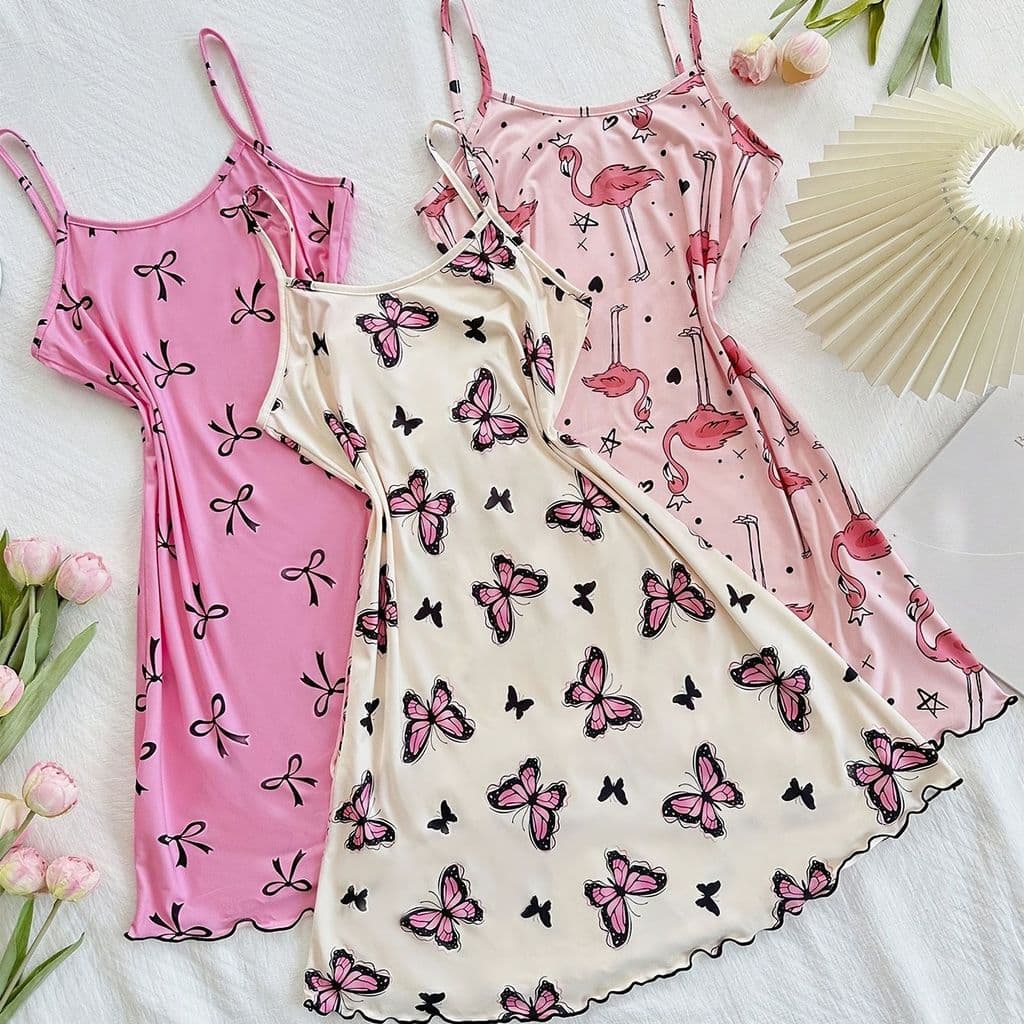 Conjunto de Pijama Feminino 2 Peças de Cetim, Camisola Longa Alças Finas + Short Combinando, Tecido Macio Leve Respiráve