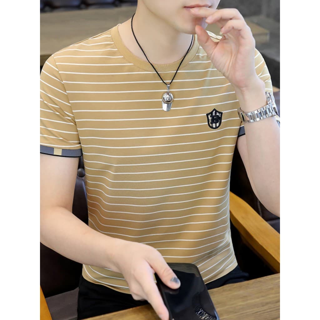 Camiseta de manga curta masculina na moda puro algodão roupas de verão na moda marca magro-ajuste meia manga de malha ca