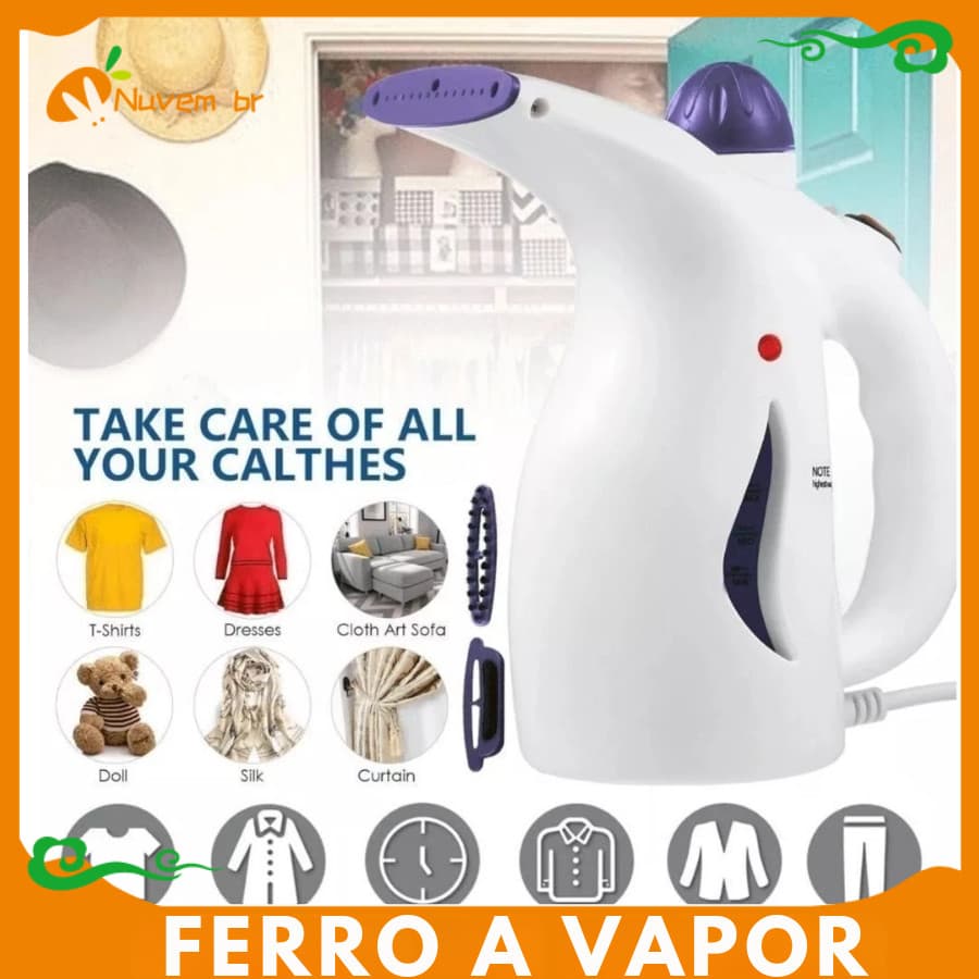 Ferro de Passar Roupa Portátil 110V e 220V 800W Vaporizador de Roupas Tira Amassados Rápido e Prático - NUVEM